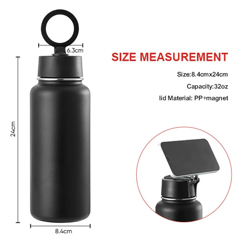 Botella de Agua Deportiva de 32oz con Anillo Magnético,
